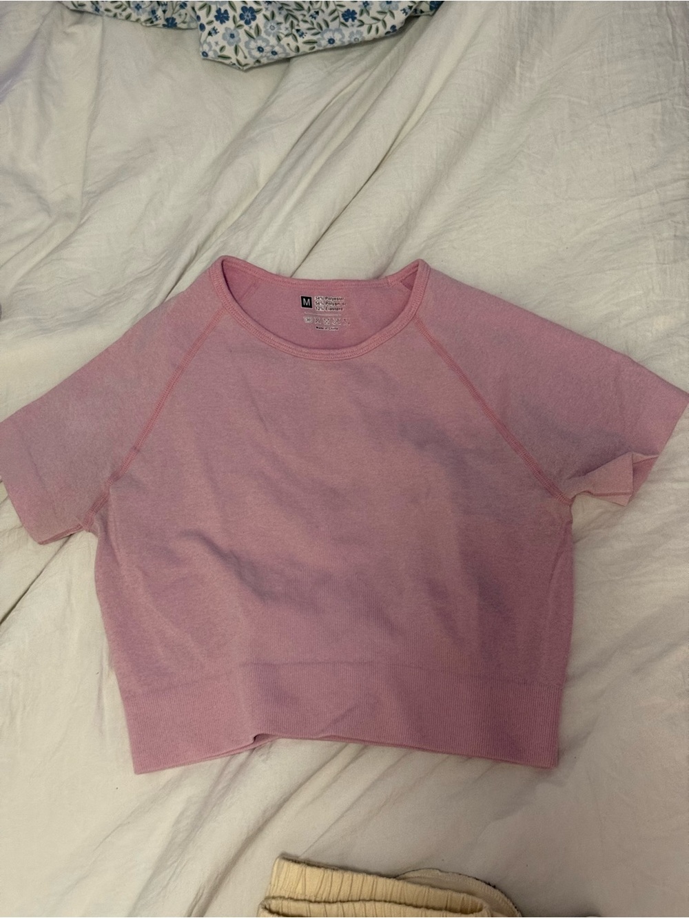 Women's Pink Crewneck Crop Top - Comfort Fit